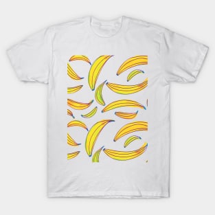 Watercolor bananas - yellow, green and blue T-Shirt